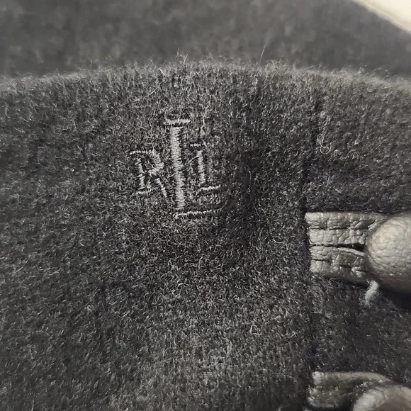 Lauren Ralph Lauren Wool & Cashmere Black Gloves with Button Detail Size Small
